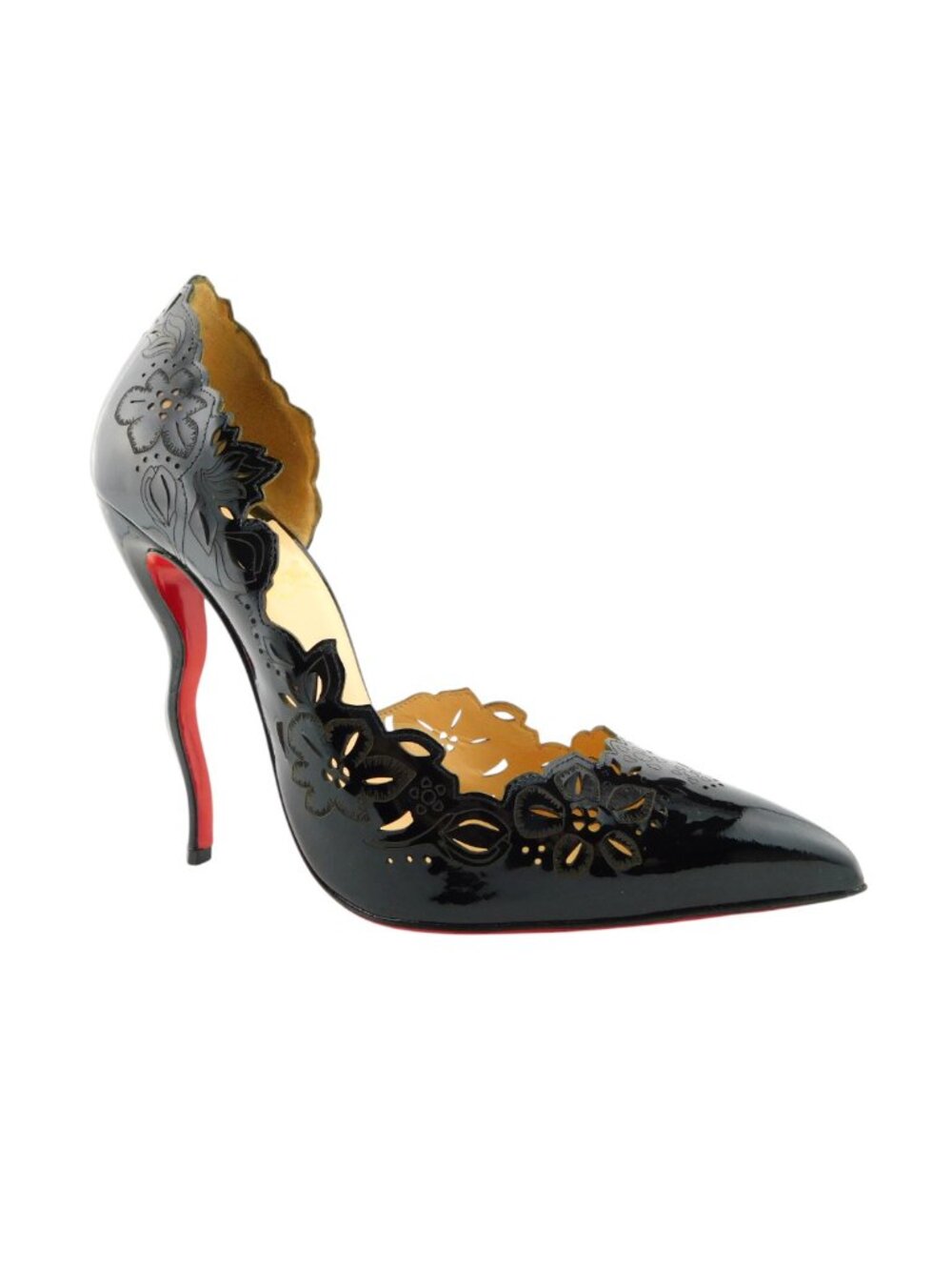 CHRISTAIN LOUBOUTIN Black Laser Cut D'orsay Pumps 38.5